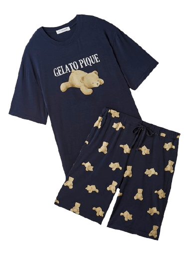 【ONLINE限定】【HOMME】【接触冷感】ベアワンポイントTシャツ&ハーフパンツセット