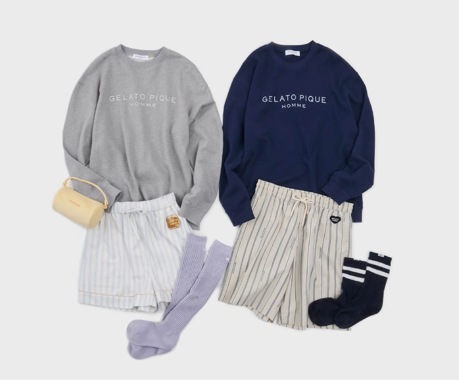 【ONLINE限定】【HOMME】コットン裏毛プルオーバー,カラバリパイルミニバッグ,【HOMME】ハートワッペンハーフパンツ,