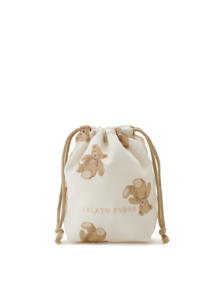                                Sサイズ 巾着バッグ「クマ柄」