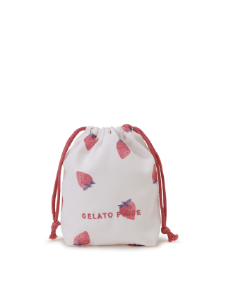                                Sサイズ 巾着バッグ「イチゴ柄」