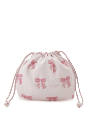                                  Mサイズ 巾着バッグ「リボン柄」