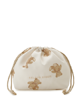                                    Mサイズ 巾着バッグ「クマ柄」