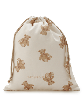                                Lサイズ 巾着バッグ「クマ柄」