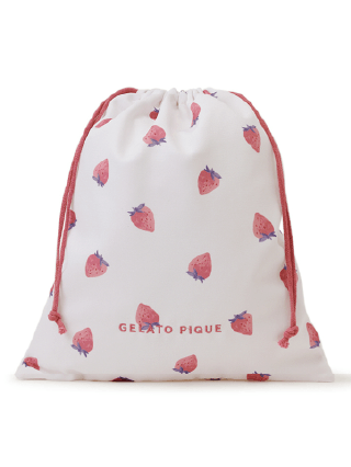                                  Lサイズ 巾着バッグ「イチゴ柄」